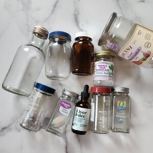 Bundle of 9 glass bottles craft hobby art